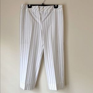 White Striped 3/4 Length Cut Pant - Size 12